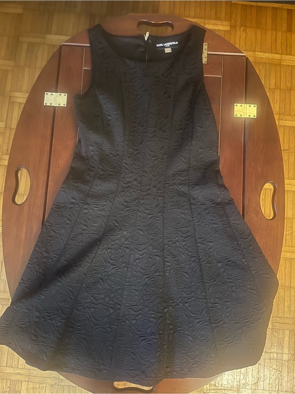 Karl Lagerfeld Black Textured Fit-and-Flare Dress